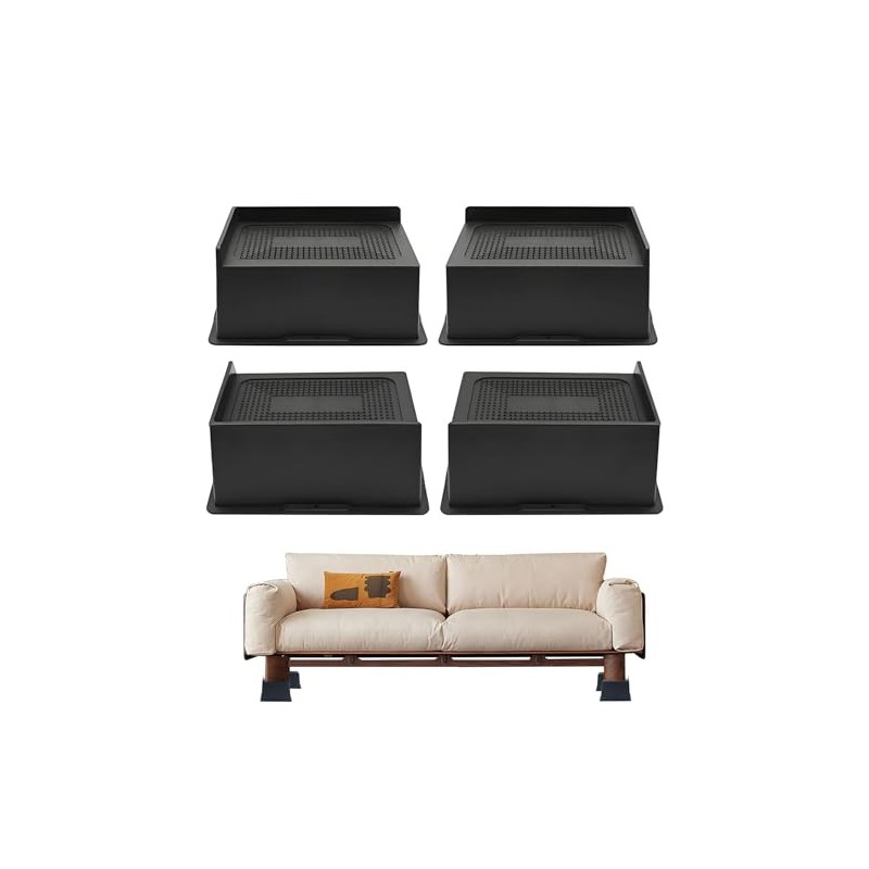 4 Elevadores De Muebles Cama/Nevera,Patas De Muebles Rectangular Elevadoras,Protege Suelos
