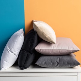 JUSPURBET White Velvet Throw Pillow Covers 14x14 inch Set of 2 for Living Room Couch Sofa Bedroom Decorative Square Solid Soft Cushion Cases with Invisible Zipper