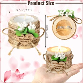 50 Pcs Wood Tealight Candle Holder with Candle Tealight Candle Decoration Thank You Guest Gifts for Wedding Bridal Baby Shower Baptism Souvenirs Rustic Centerpieces(Heart, 50 Pcs, Heart)
