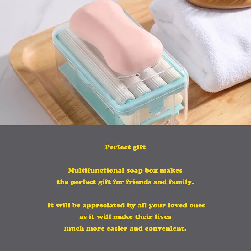 Multifunctional Soap Box,Foam Dispenser with Roller/Drain Holes,Spring Foaming Soap Bar