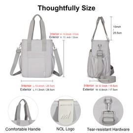 NOL Insulated Lunch Bag for Women, Large Spacious Lunch Tote Bag With Removable Adjustable Shoulder Strap with Multi Pockets, Leakproof Cooler Bag,Lightweight Nylon Waterproof Lunch Box For Work,Gray
