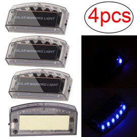 4 PCS Car Solar Power LED Fake Alarm Warning Security Anti-Theft Flashing Light