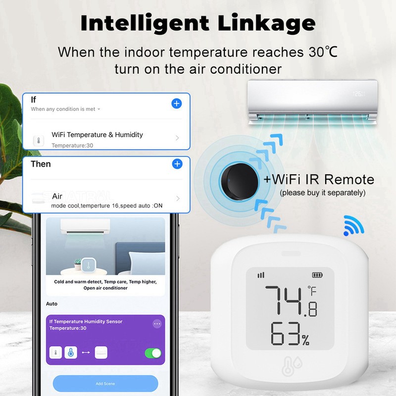 Smart Temperature and Humidity Sensor LCD Digital Display High Accuracy