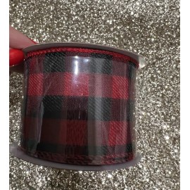 Plaid Black & Red Buffalo Plaid Checkered Christmas Wired Edge 2.5x 30