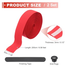 PATIKIL Bike Handlebar Tape, 2 Rolls 6.6 Feet Bike Grip Tape EVA Foam Cycling Handle Wraps Comfortable Non-Slip Shock Bicycle Wrap with End Plugs for Road Bike, Red