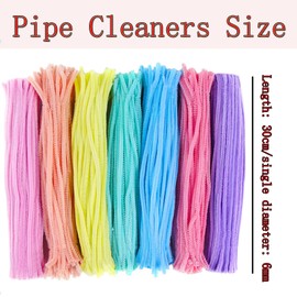 Pipe Cleaners, 100pcs Thick Pipe Cleaners Craft Supplies, 15 Colors Chenille Stems Art Supplies 12 inch Pipe Cleaners Chenille Stems for Make Creative DIY Arts Projects(Light Color Mix)