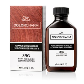 COLORCHARM Permanent Liquid Hair Color for Gray Coverage, 8RG Titan Red Blonde