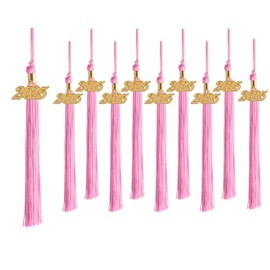 UIALECG - 10 borlas de graduación con dije 2025 para gorra y vestido de graduación, borlas rosadas