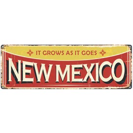 Welcome to US City Metal Wall Decor NEW MEXICO Metal Tin Sign Decorative Plaque Farmhouse Country Home Decor 4" X 16"