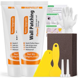 MAPVOLUT Drywall Repair Kit, 2 Pack Wall Mending Agent with 2 Scraper, Proective Gloves, Quick and Easy Solution to Fill The Holes and Crack for Home Wall, Plaster Wall Dent Repair