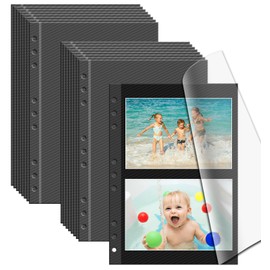 ALKALO Photo Album Pages Refill for 6 Ring Binder, 15 Sheets/30 Self-Adhesive Pages, Scrapbook Album Sheets Fit 2x3, 4x6, 5x7 Photo