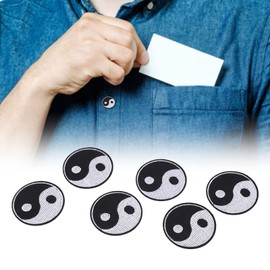 6 PCS Yin Yang Patch, Sew On Tai Chi Pattern Chinese Taoism Symbol Embroidered Badge Iron On Applique Embroidered Patch for Jeans Jackets Backpacks Hats