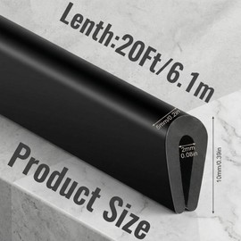 Rubber U Channel Edge Trim, Door Seal Strip, Fits Edge up to 1/16 Inch (1. 6mm) U Shape Weather Stripping(20 Feet,Black)