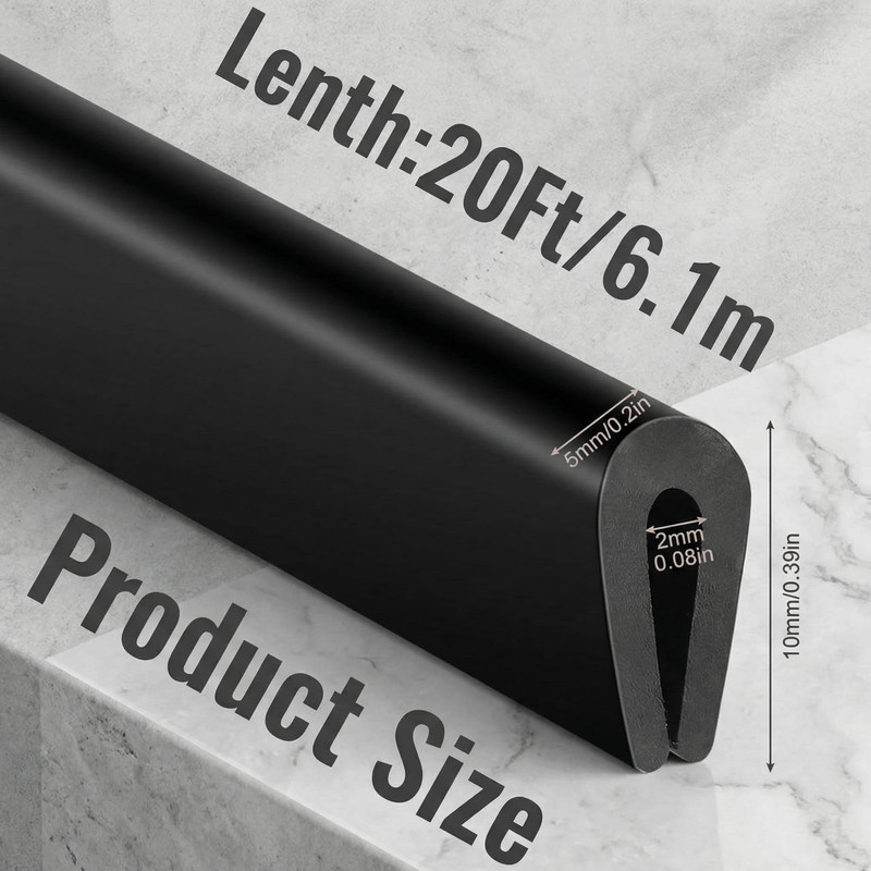 Rubber U Channel Edge Trim, Door Seal Strip, Fits Edge