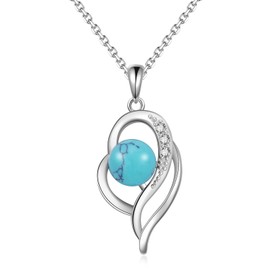 BDL Genuine Turquoise Jewelry for Women-925 Sterling Silver Heart Pendant Necklaces Gifts for Her,Vintage Concert Festival Accessories for Anniversaries/Mother's Day/Christmas