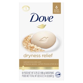 Dove Dryness Relief Beauty Bar deep moisturizing body bar for sensitive skin Oatmeal and Rice Milk Scent beauty bar with 100% skin natural nourishers 106 g 6 Pack