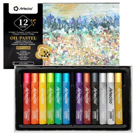 Artecho Metallic Oil Pastels Set of 12 Colors, Soft Oil Pastels for Art Painting, Drawing, Blending (10 x 70 mm)