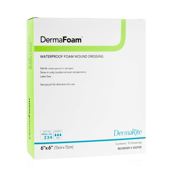 Dermarite Industries Derma Foam Non-Adhesive Foam Dressing, 6x6, 10 Count
