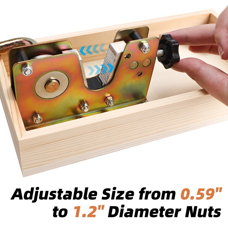 NovelBee Nutcracker with 4 Picks,Heavy Duty Walnut Cracker with Wooden