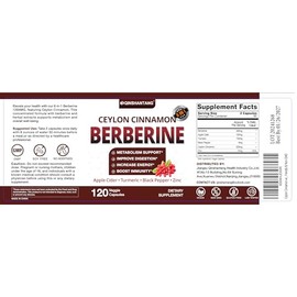 QIN SHAN TANG Berberine with Ceylon Cinnamon, 120 Count