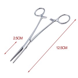 Clamp in straight design, hook remover pliers, stainless steel tweezers, clamp with straight end, cat and dog hair tweezers, sawtooth design, screw clamp, hobby clamp, total length 12.5 cm