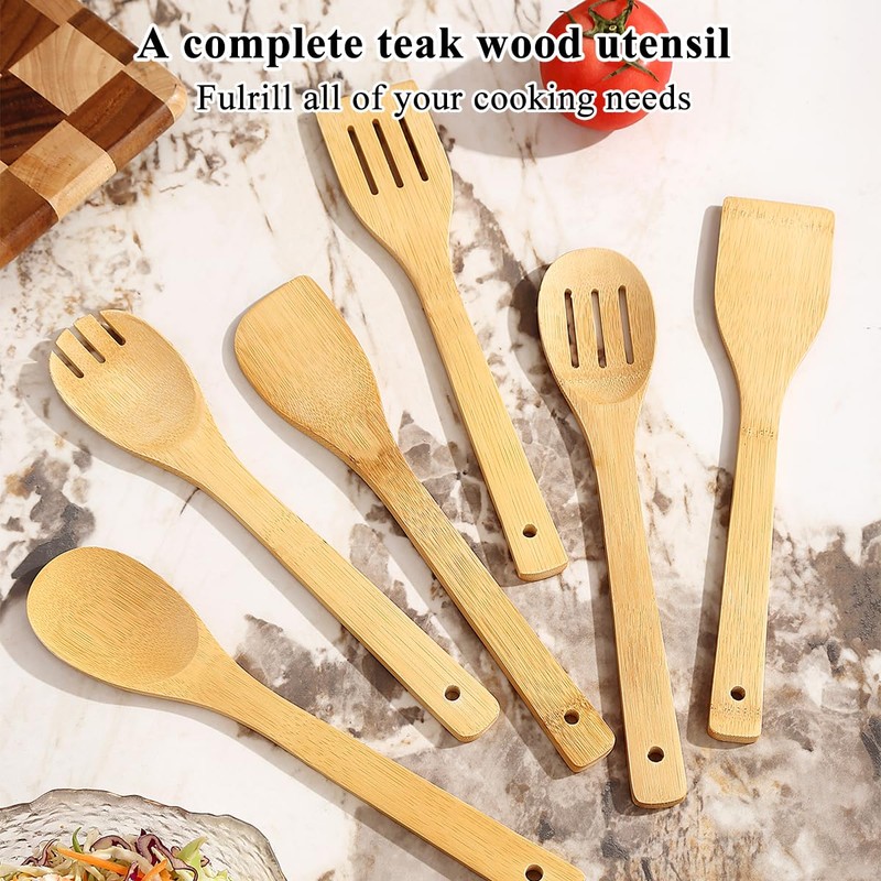 Berglander Wooden Kitchen Utensils Set 6 Pcs, Cooking Utensil Sets，
