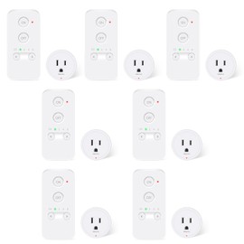 Greencycle Remote Control Outlet Plug, Remote Light Switches Wireless Indoor, Outlet Timer Indoor, No Interference No Wiring, 15A/1500W, 500ft RF Range, Compact Design, Programmable, 7Pcs