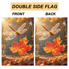 Pickako Beautiful Maple Leaves Dragonfly Sunlight Fall Autumn Forest Garden Flag 12x18 Inch Small Vertical Double Sided Seasonal Outside Decor for Farmhouse Yard