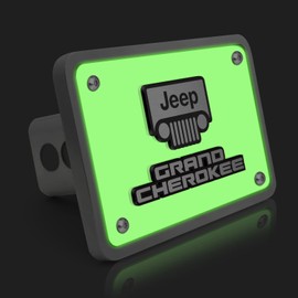 iPick Image Made for Jeep Grand Cherokee 3D Logo Glow in The Dark Luminescent Billet Aluminum 2 inch Tow Hitch Cover