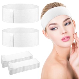 YUXIANLB 40 Pieces Disposable Spa Facial Headbands, Stretch Non-Woven Skincare Headband, Soft SkinCare Hair Band with Adjustable Magic Tape for Women Girls Salons Esthetician Supplies
