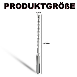 METOTY SDS Plus Drill 5 mm x 160 mm, Masonry Drill, Hammer Drill, Concrete Drill, for Stone, Concrete, Natural Stone, Brick Wall