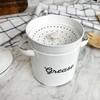 AuldHome Enamelware Grease Container with Strainer, Farmhouse Style Kitchen StorageTin,