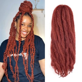 ToyoTress Ginger Marley Twist Hair - 18 Inch 6 Packs Copper Marley Twist Braiding Hair for Faux Locs, Afro Kinky Curly Crochet Braids Synthetic Hair Extensions (18Inch,#350-6P)