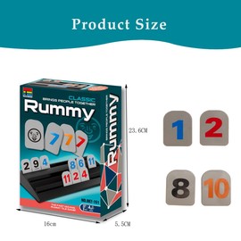 BERYART Rummy Tiles Game Set with 4 Double Tier Tile Racks Trays Rummy Cube Playing Racks in Travel Bag for Family Classic Board Games Travel Game Mini Rummy Game for Adult and Kids