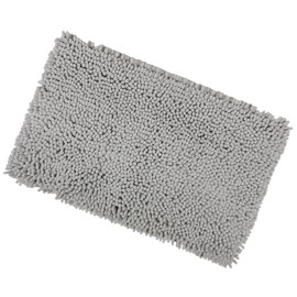 Grey Shaggy Microfibre Bathroom Shower Bath Mat Rug Non-Slip Backing 50x80cm