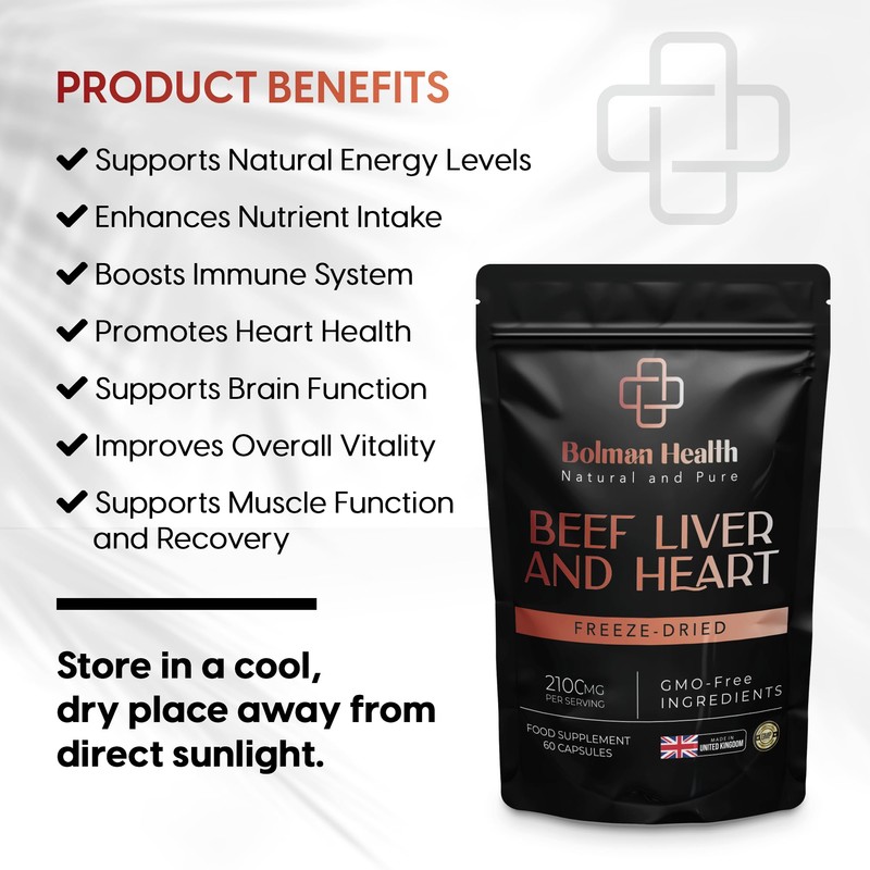 Grass-Fed Beef Liver & Heart Capsules | 2100mg Per Serving