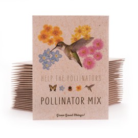 Bentley Wildflower Mix, Pre Filled Hummingbird Packets, 25 Annual Flower Packs, Perfect Eco-Friendly Gift for DIY Gardeners or New Homeowners, Non GMO Seeds