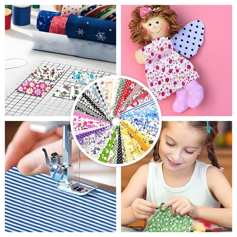 50 Cotton Fabric Squares 10x10cm - Precut Patchwork Material for