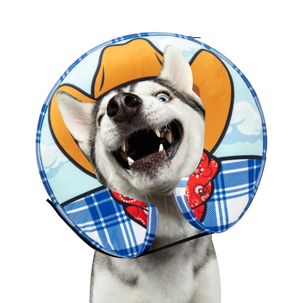 Choola Pet Wild West Theme Inflatable Dog Cone Collar for