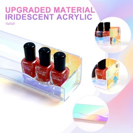 FFowcye 6 Packs Acrylic Nail Polish Organizer Wall Mounted Rack, 15Inch Iridescent Nail Polish Floating Display Shelves for Wall, Holds Alcohol and Tattoo Inks Essential Oils Paint Polish Perfume