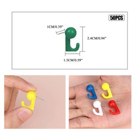 Pack of 50 Picture Hooks Pin Hooks Push Pin Hangers Pictures Frames Wall Decorative for Home Office Fabric Wall Wooden Board (Colourful)