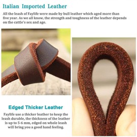 Nordkawa Leather Dog Leash 6Ft x 3/4"- Braided Dog Leash for Dogs, Heavy Duty Dog Leashes with Rotating Clasp, Soft Leather Dog Training Leash for Large Medium Small Dogs