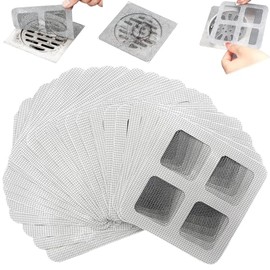 Disposable Shower Drain Hair Catcher Stickers, 90 Pack, 3.94x3.94 inch Mesh Filters for Bathroom Sink Tub Drains (90)