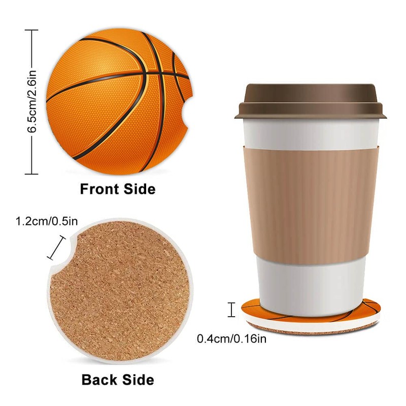 Basketball Absorbent Car Coasters,Cool Ceramic Cup Holders Coasters with a