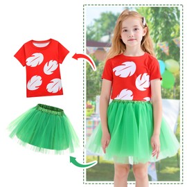 Xiueara Girls Hawaiian Costume for Kids Luau Party Dress with Tropical Flower Lei for 3-8Y (100)