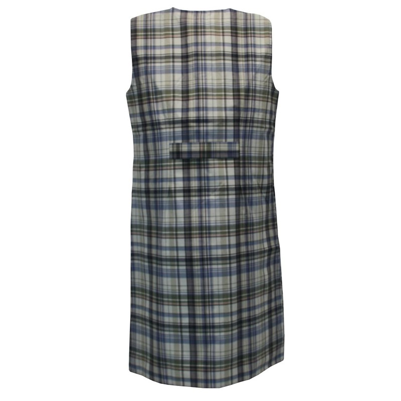 Schuerzenfabrik Button Gown Women's Mixed Fabric Checked Apron Sleeveless Cooking