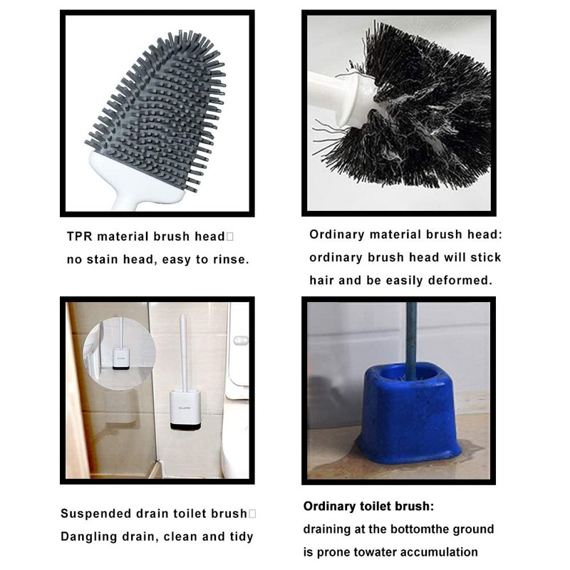 Sellemer Toilet Brush and Holder Set for Bathroom, Flexible Toilet