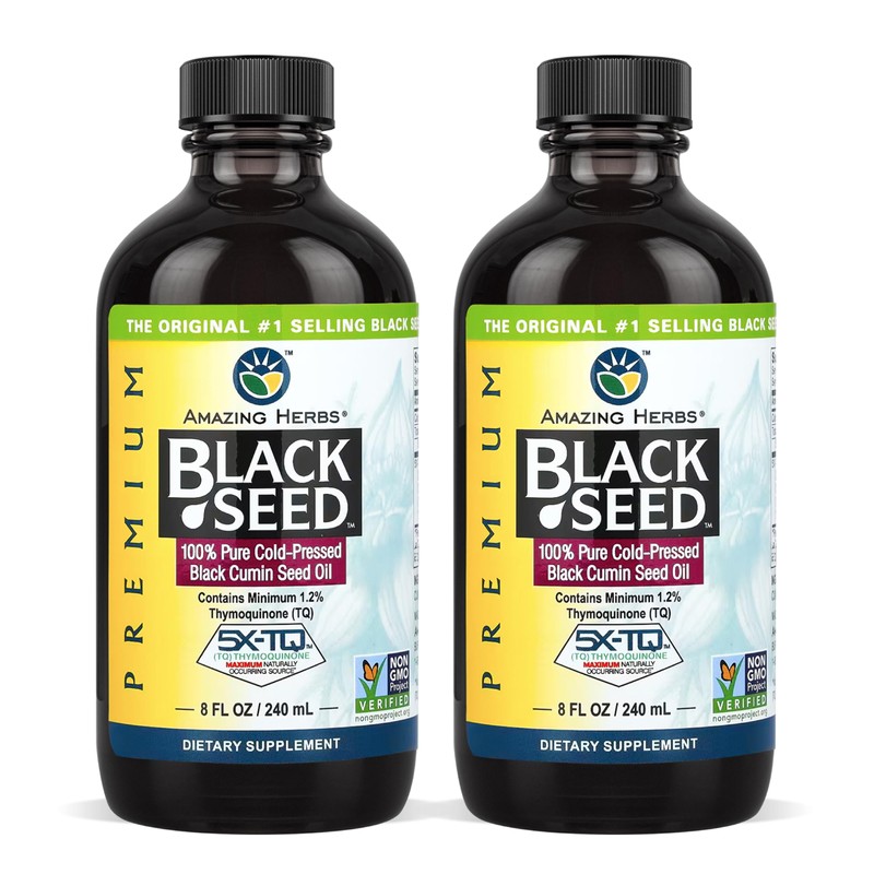 Amazing Herbs Premium Black Seed Oil - Gluten Free, Non
