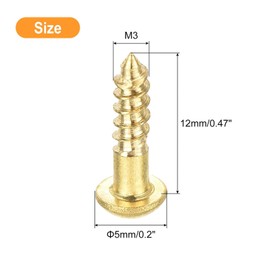 TA-VIGOR 20Pcs Self Tapping Screws, M3 Slotted Pan Head Screw, 12mm Round Head Slotted Tapping Screws, Brass Machine Wood Fasteners Bolts for Wood, Drywall, Furniture, Repairing