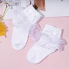 Haakong 2 Pairs Girls Dress Socks White Toddler Girls Ruffle